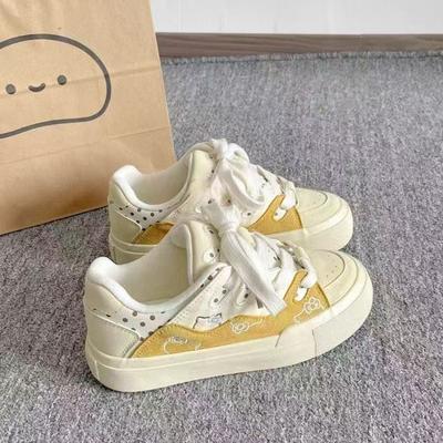 Bow Board Shoes Women's New Versatile Niche Shoes Platform White Shoes Bread Niche Board Shoes