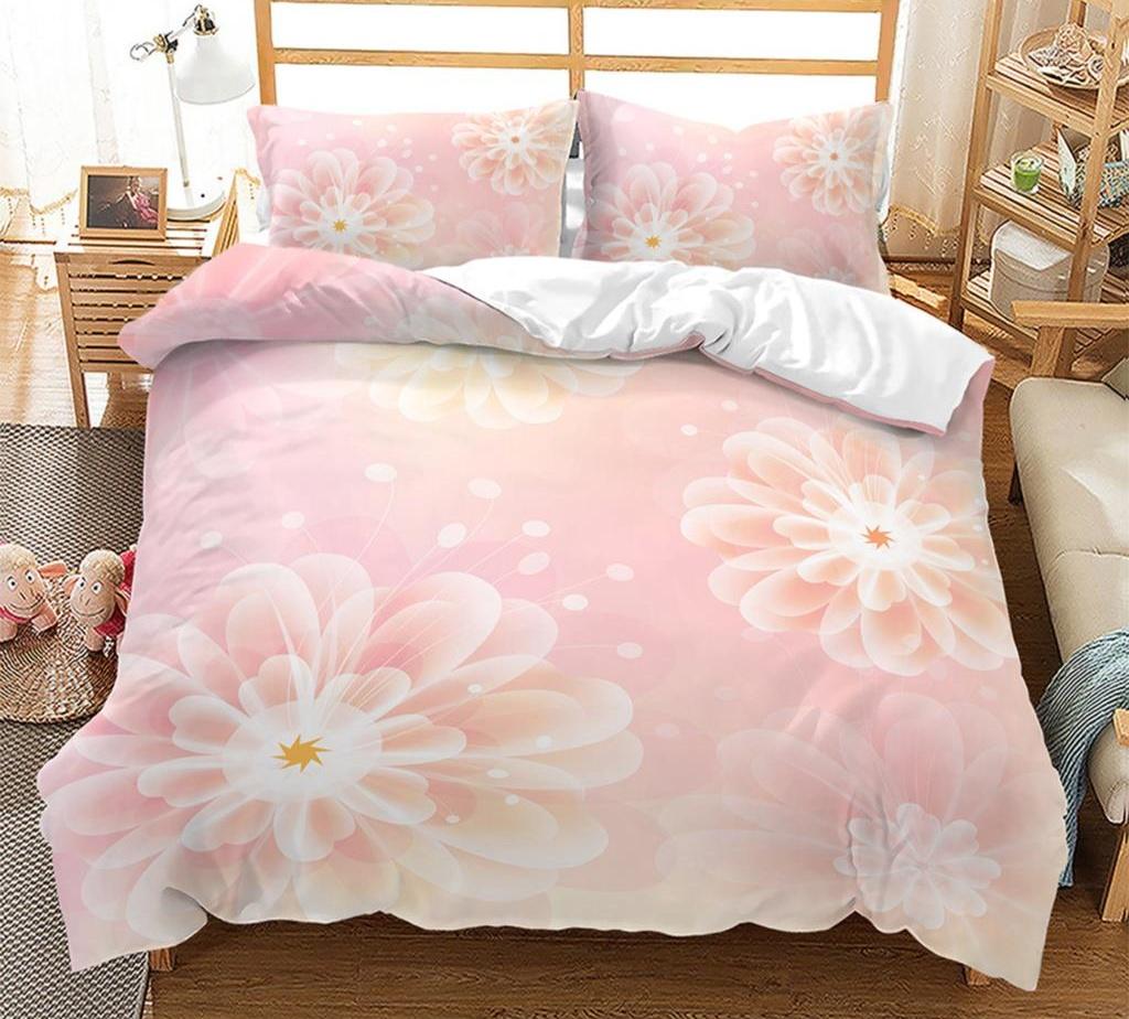 Spring Flower Duvet Cover King Size Double Bed Pink Cherry Blossom Bedding Set for Girls Teens Adults Room Decoration 3 Pcs