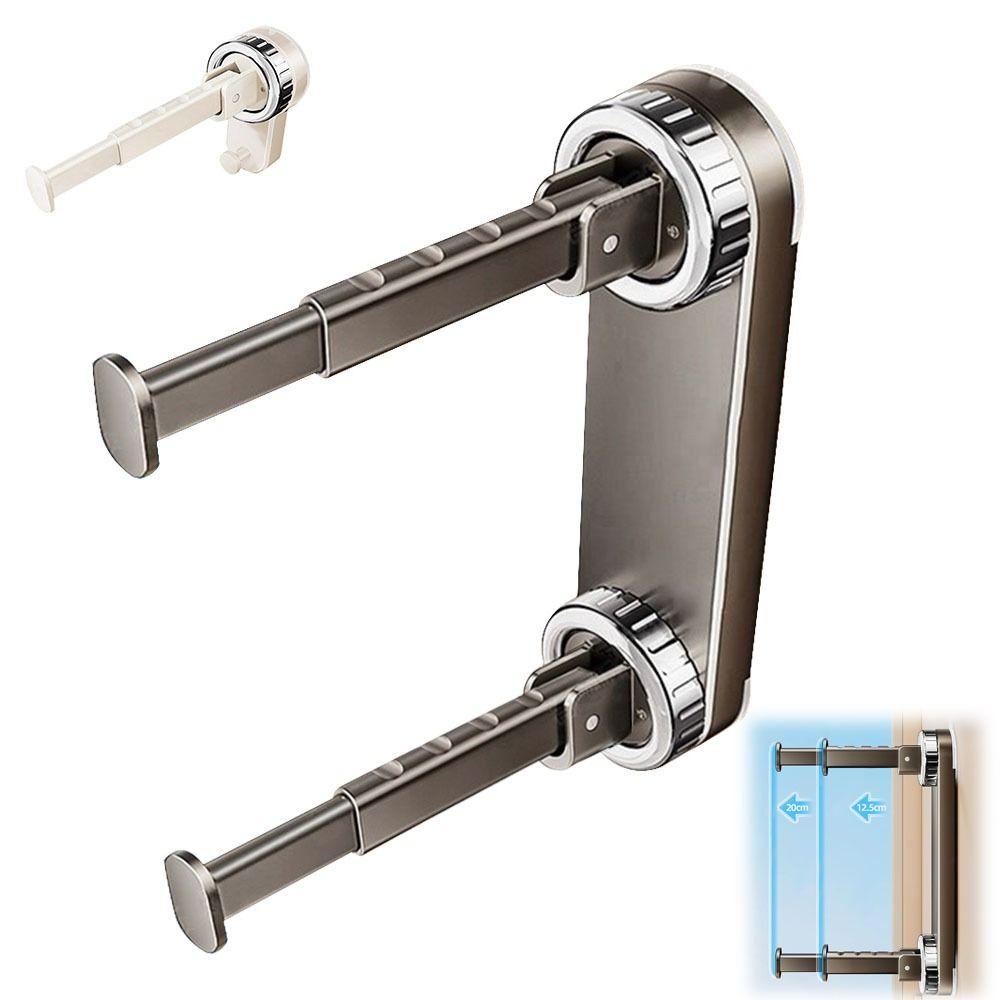 No Drill Clothes Hanger Retractable Hanger Organizer Reusable Hook  for Balcony&Laundry