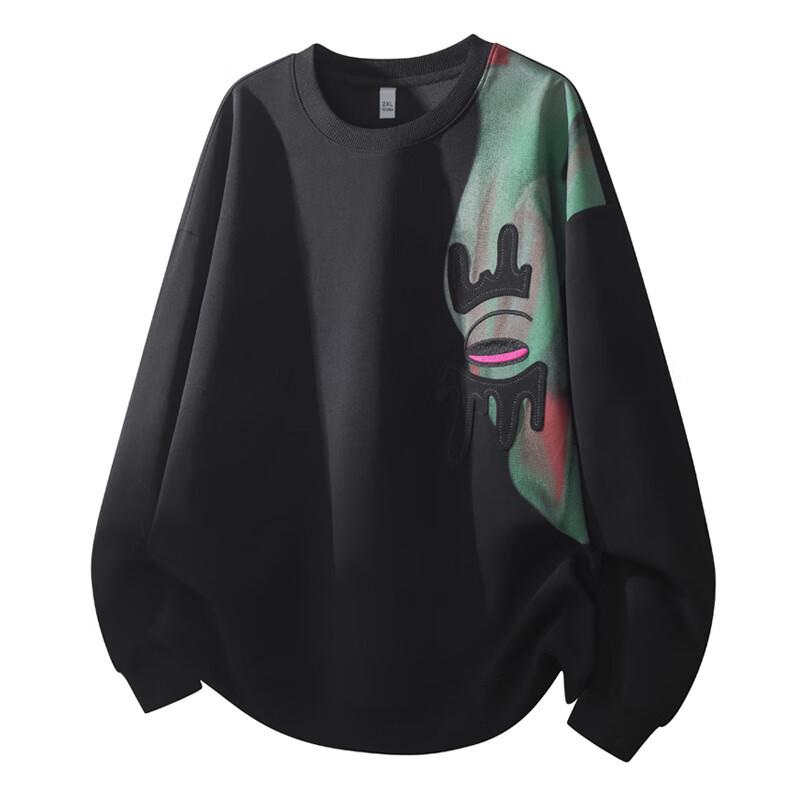Men's American Retro Embroidered Long-Sleeve Pullover Sweatshirt