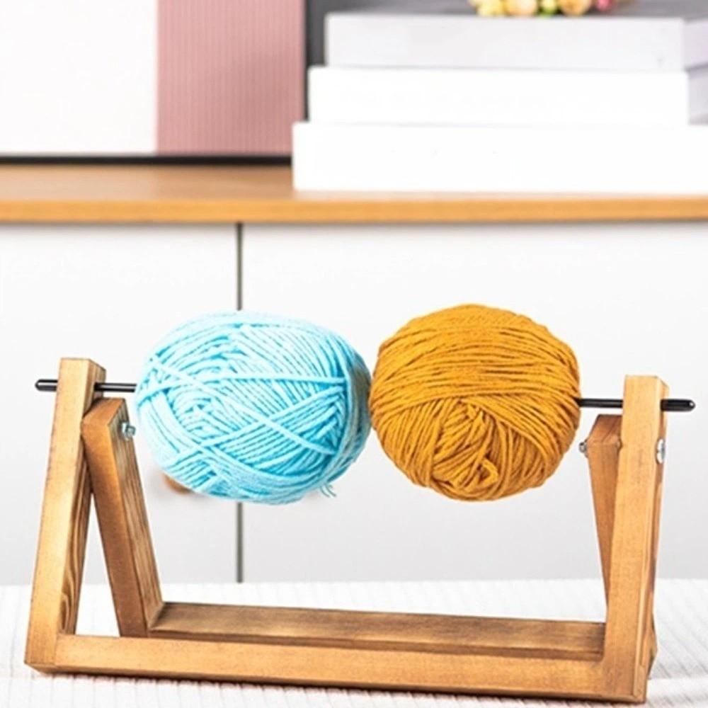 Rotating Wool Storage Rack Handmade Detachable Frame Yarn Spool Organizer Wooden Yarn Spinner Holder Knitting Crafts