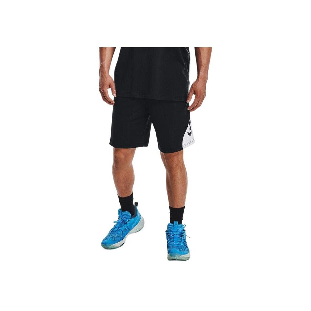 Under Armour Color Block Letter Print Lace-Up Straight Casual Shorts Men shorts Black 1361973-002