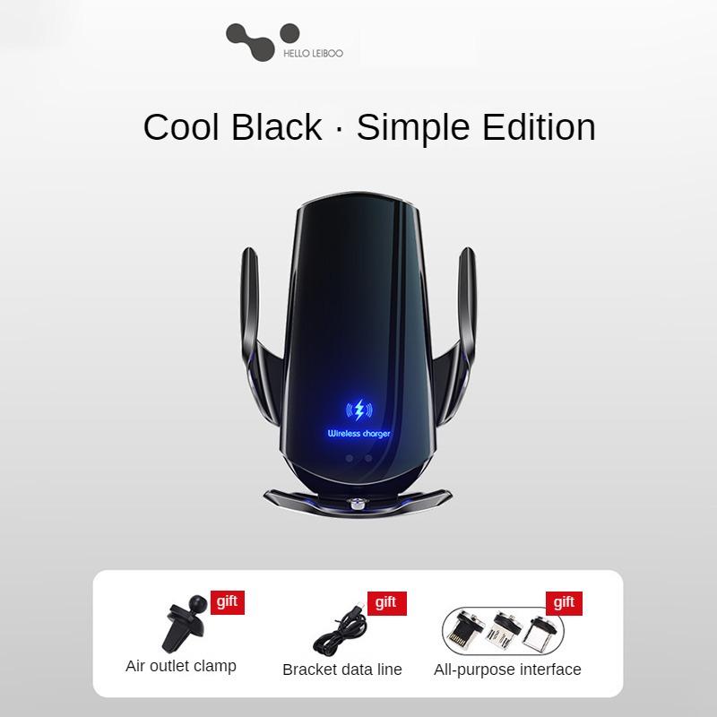 

LEIBOO Universal Car Phone Holder Wiress Phone Charging Car Mount 360° Rotation Fully Automatic Open Close Mobile Phone Holder чорний