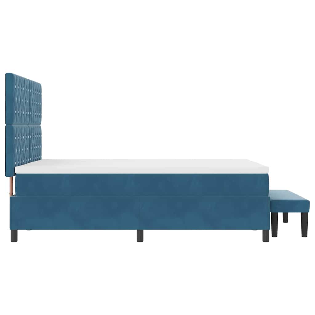Box Spring Bed with Headboard Dark Blue 190 x 140 cm Velvet