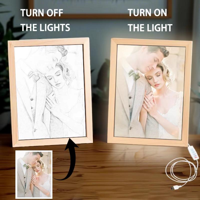 1 Set Verwandelt Skizzen in Farbe mit Lichtmagie Moderne Heim Wanddekoration LED Po Rahmen Acryl Leuchtkasten
