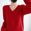 New Spring and Autumn V-neck Sweater Pullover Solid Color Long-sleeved Sweater Top