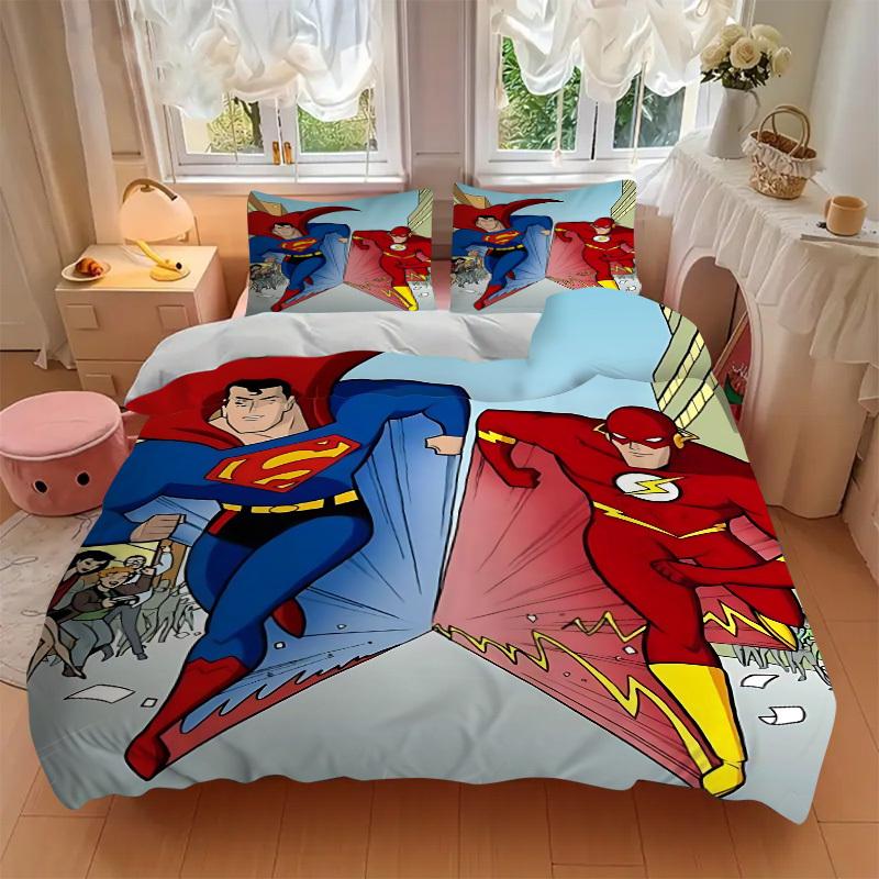 3pcs Superman, Flash Duvet Cover Set, 1 Duvet Cover + 2 Pillowcases (No Insert), High-Definition Print for All Seasons,Durable Yy251103062