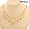 European & American Fashion Titanium Steel Double Layer Clavicle Necklace with Eye & Star Pendant for Women.