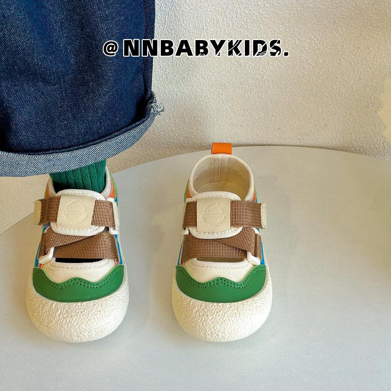 

Children s sports sandals 2025 spring and summer new boys and girls outdoor hiking shoes contrasting color canvas shoes big head ugly cute shoes 32