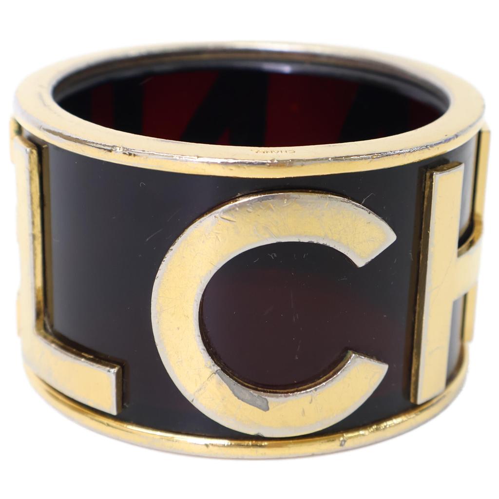 CHANEL Logo bangle Bangle Dark brown / goldUsed