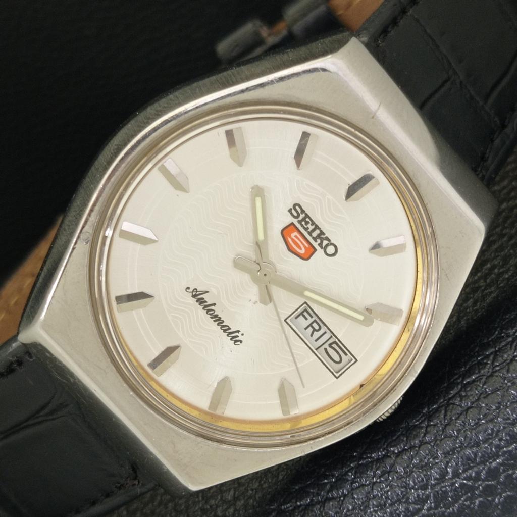 VINTAGE SEIKO 5 AUTOMATIC 6309A JAPAN MENS SILVER COLOR DIAL WATCH A500839-5 R154-a500839