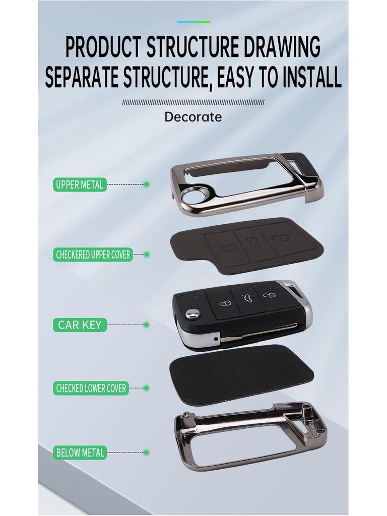 Compatible Key Case for Volkswagen Golf 8, ID.4, ID.3, Tiguan, Passat, Lingdu, Lanxun, and Touareg.