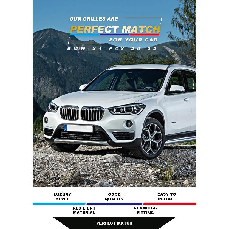 Car Tuning Front Gloss Black Kidney Diamond Grille for BMW X1 F48 2020 2021 2022 SUV sDrive18i sDrive20i xDrive20i