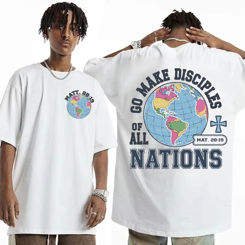 2025 Go Make Disciples Christian Street Summer 100 Cotton Printing Tshirts Vintage Bible for Men Cosmetic Shortsleeved Y2K
