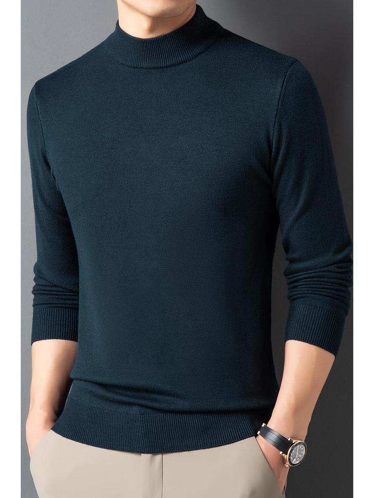 Herren Schlank geschnittener Strickpullover mit halbem Stehkragen für Herbst und Winter