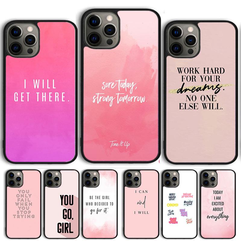 Pink Workout Motivation fitness Gym quotes Phone Case Cover For iPhone 17 Air 15 16 14 13 12 Pro Max 11 Pro Max Plus