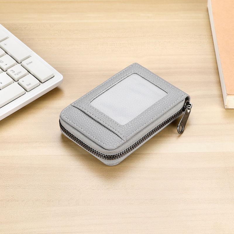 Accordion Card Holder Waterproof Zippered Business Card Organizer Portable Mini Wallet for Office Business Trips