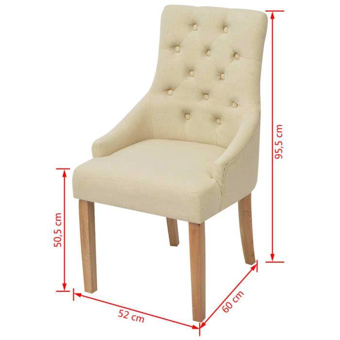 Chaises de salle à manger - VIDAXL - Lot de 4 - Avec accoudoirs - Crème Tissu