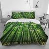 Bambus Dynetrekksett Grønn Natur Plante King Size Polyester Dynetrekk med Putetrekk for Barn Gutter Jenter Sengetøysett