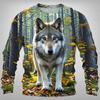 Fashion Wolf Graphic T Shirts Harajuku Animal 3D Printed Long Sleeve T Shirt For Men Clothes Spring And Autumn Unisex Streetwear
