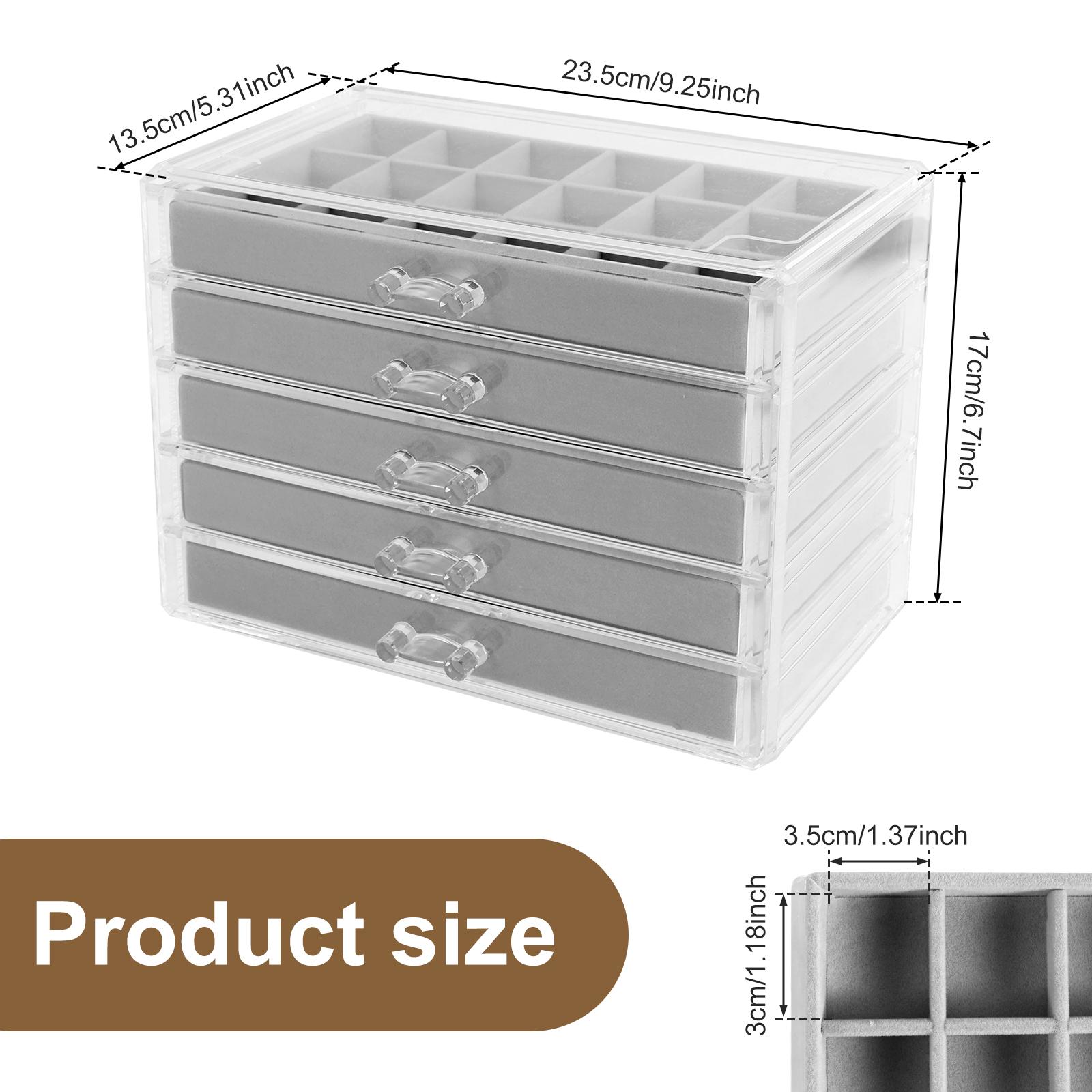 

5 Tier Rock Display Case Clear Rock Collection Display Case 90 Grids Large Content Rock Collection Box Multi-role Storage