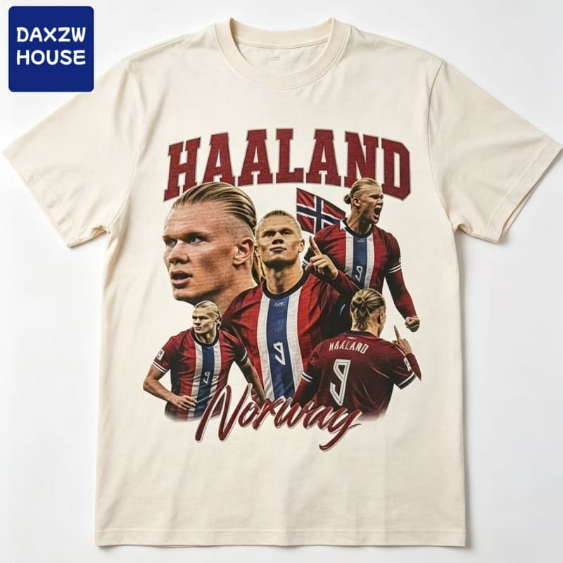 Norway Haaland Graphic Vintage Tshirt Unisex Unisex Summer 100 Cotton Y2K Clothing Oversize Short Sleeved Top Streetwear Unisex 26
