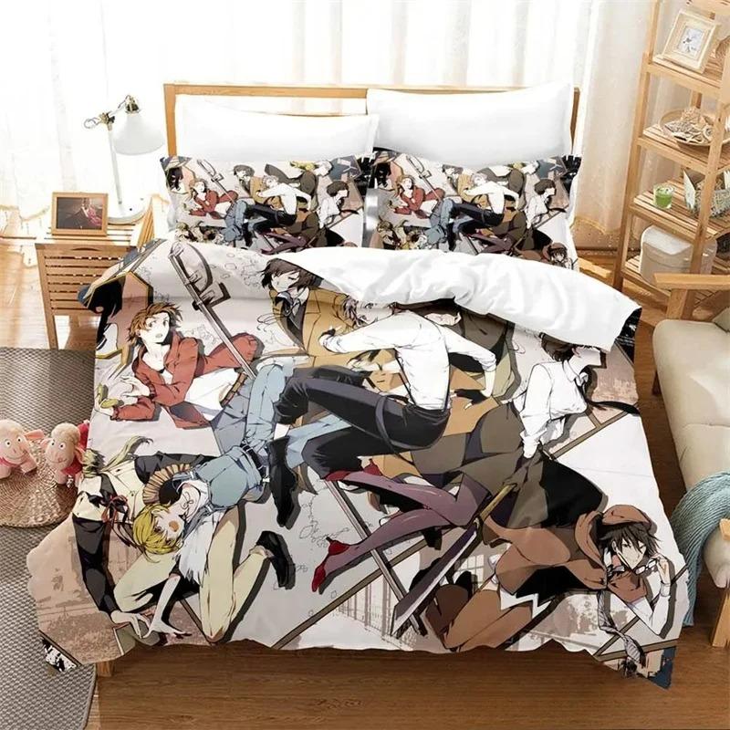 3D Printed Anime Bungo Stray Dogs Bedding CollectionGirls Boys Adult Single Twin Queen SizeDuvet Cover Pillowcase Bedding