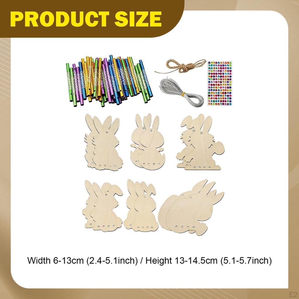 12x Wind Chime Making Kit DIY Wooden Animal Chimes Crafts Coloring Art and Craft for