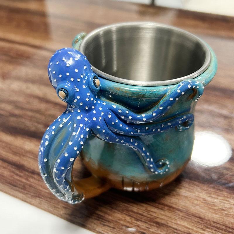 New Creative Octopus Coffee Mug 3d Resin Mug With Octopus Tentacle Handle Handmade Statue Sea Animal Mug Coffee Cups Milk Cup