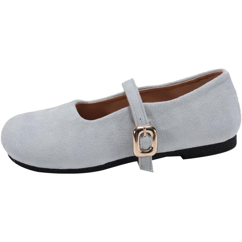

Spring 2025 new retro French square head simple word with matte leather inner height increase Mary Jane single shoes women 40