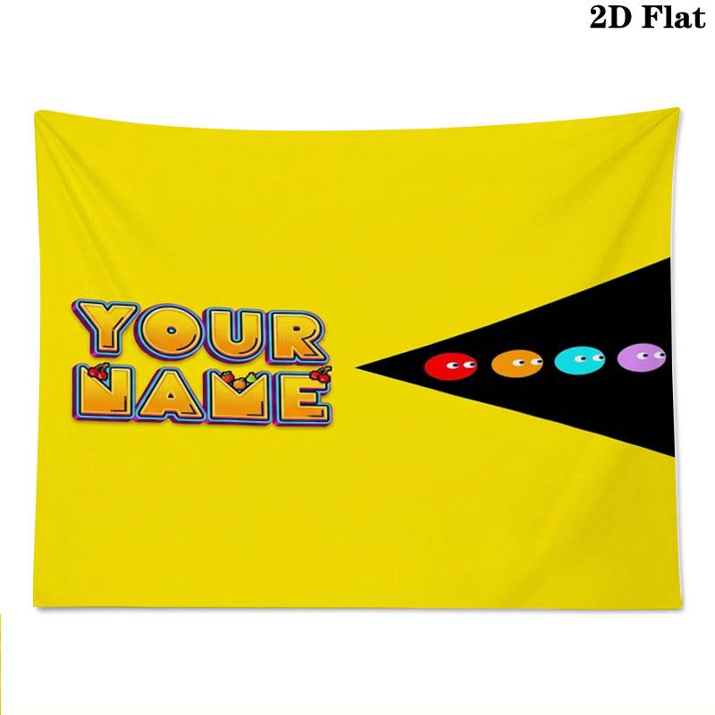 Pac-Man Custom Name Wall Tapestry Aesthetic Wall Hanging Printed Fabric Blanket Decorative Tapestries for Bedroom Living Room Home Decor