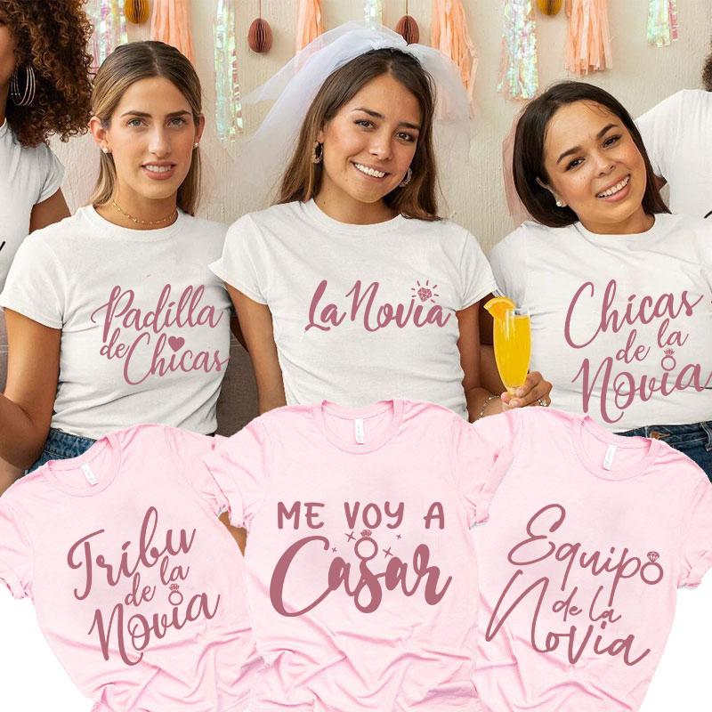 Spanish Team Bride Squad T-shirt Bridesmaid Bachelorette Party Tees for Women Clothing Bridal Shower Wedding Party Short Sleeve