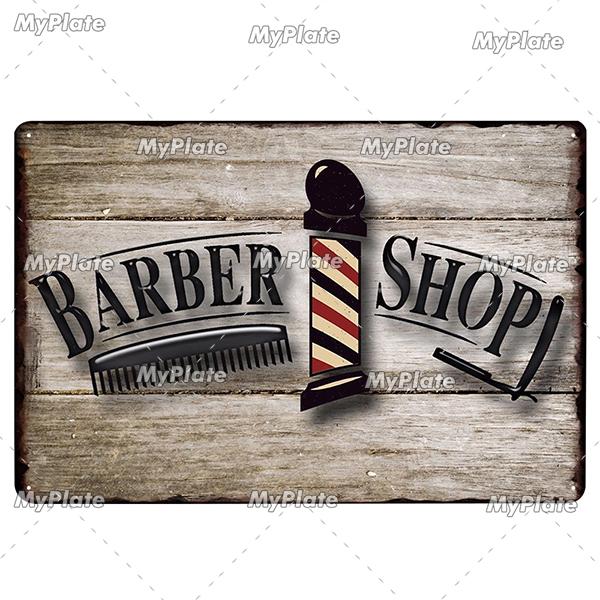 [MyPlate] BARBER BAR Metal Sign Vintage Plaque Tin Sign Plate Wall Decor For Bar Club Man Cave Art Painting Gift