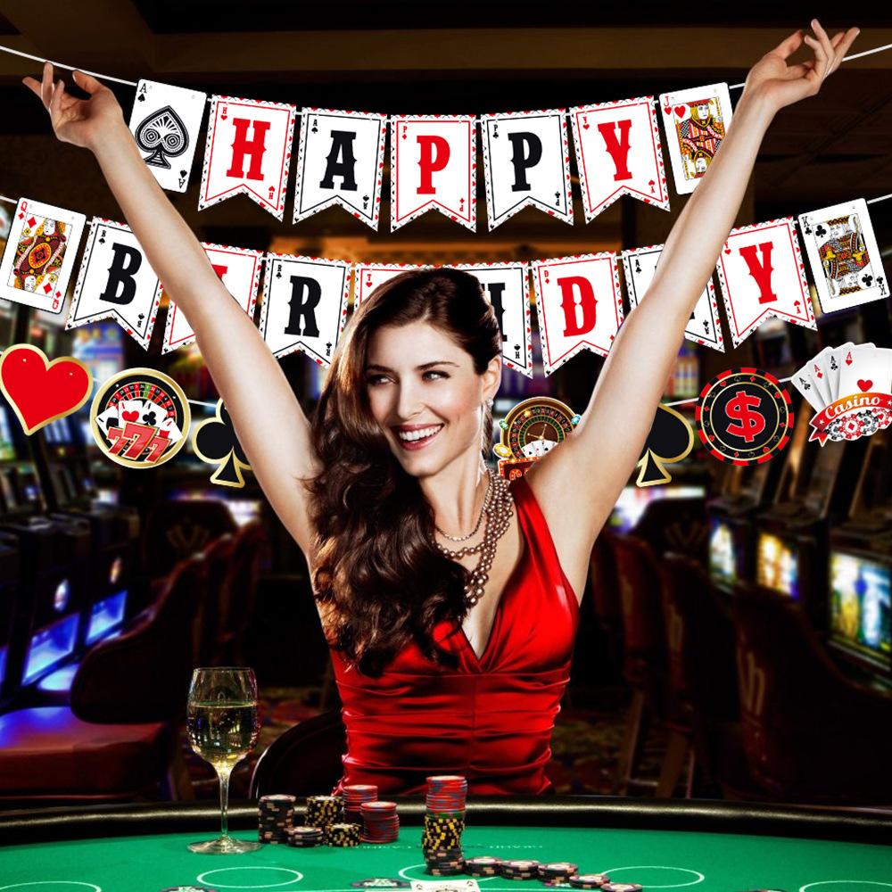 Party Decoration Banner Birthday Party Background Decoration Poker Flag Setting Props