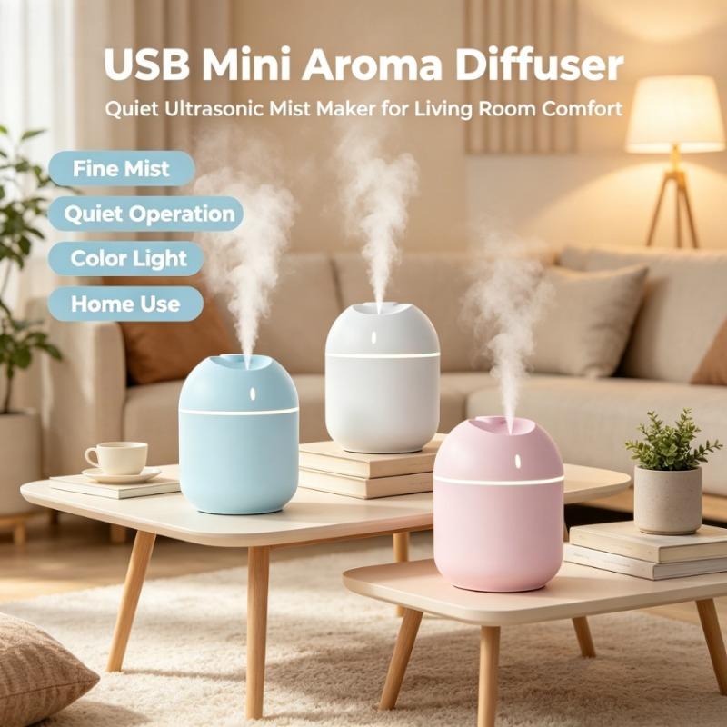 USB Mini Air Humidifier Aroma Essential Oil Diffuser For Home Car Ultrasonic Mute Mist Maker Diffuser with LED Color Lamp