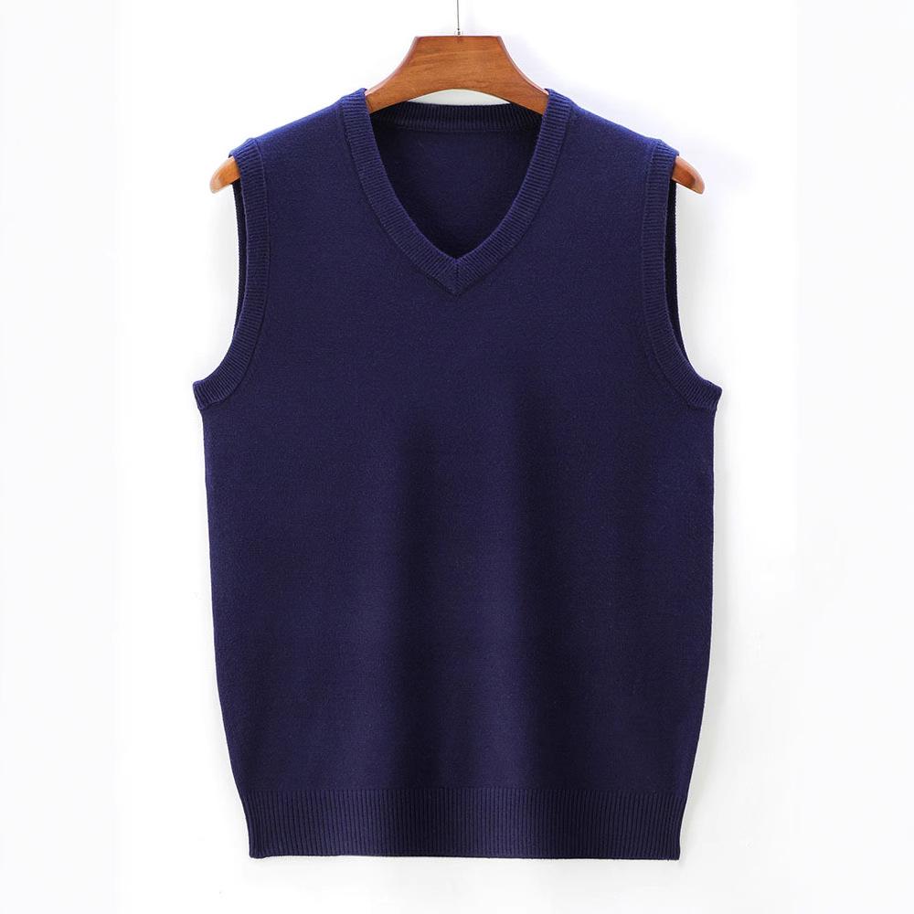 Men's V-Neck Red Knit Vest: Warm Autumn/Winter Waistcoat