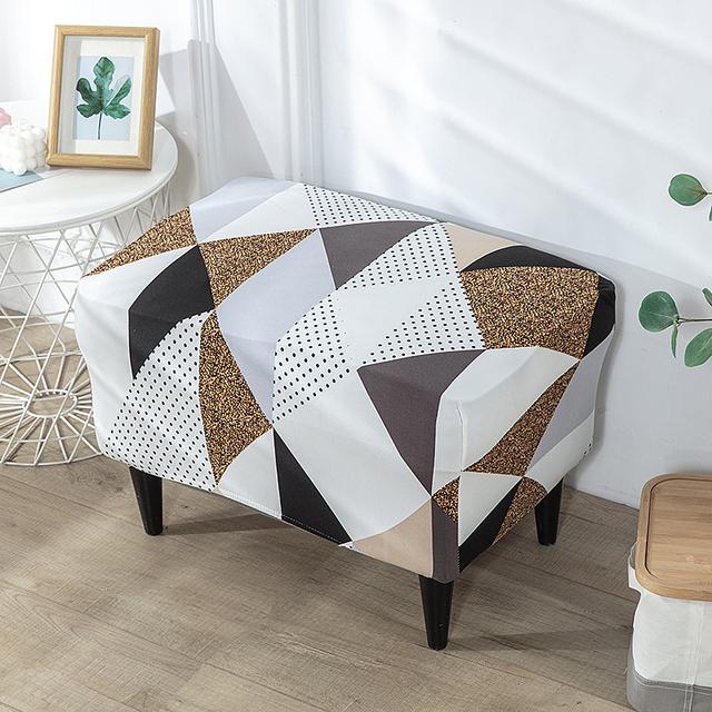 Geometric Print Wing Chair Cover Stretch Spandex Elastic Non Slip Sofa Slipcovers With Seat Cushion Covers