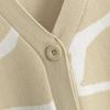 Autumn Winter Women Jacquard Sweater Loose Knit Coat V Neck Long Patterned