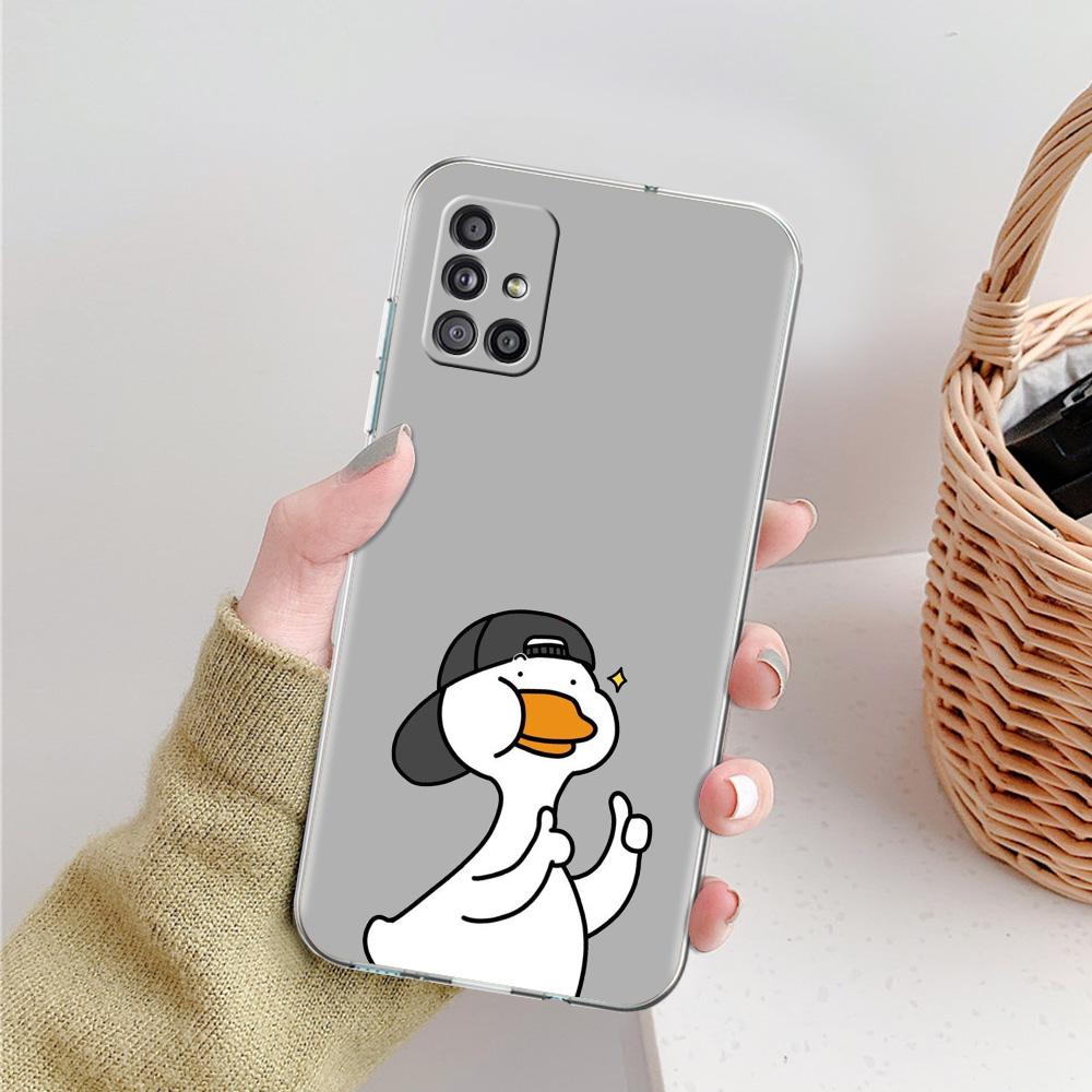 Case For Samsung A15 A13 A35 A55 A51 A71 A41 A31 A21S A05 A17 A23 A25 A33 A53 A73 5G A07 4G Cover Funny Cute Duck Fashion Couple