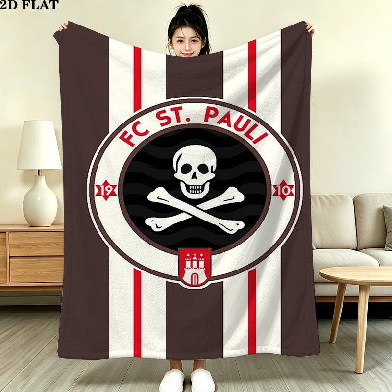 FC San Pauli Logo Print Flannel Blanket High Quality Warm Comfortable Cover for All Seasons Perfect for Gifts Home Decor