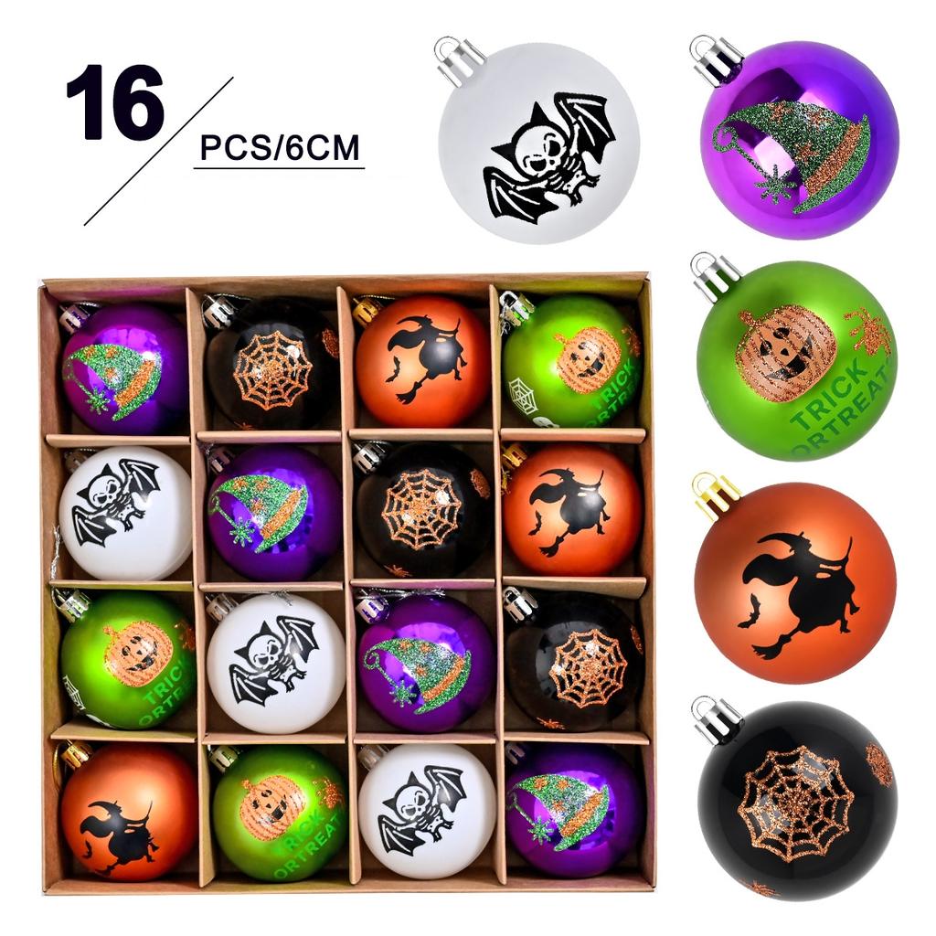 16Pcs 6CM Halloween Ornaments Tree Hanging Decorations Holiday Party Decor Halloween Charms Home Decor Party Hanging Ornaments