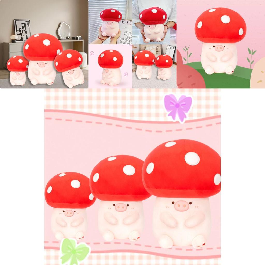 Cute Mushroom Pig Plush Toy Soft Stuffed Animal Doll For Girls Wedding Gifts