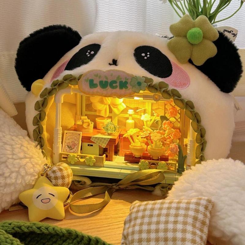 Kawaii Assembly Building Blocks Small Animal Shop Street View Assembly Model Anime Toy Girl Birthday Gift Building Blocks