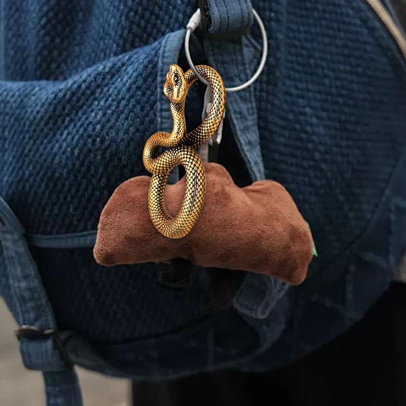 Snake Keychain Pendant Keychain Charm Desktop Sculpture, Feng Shui Brass Snake Statue Desktop Ornament Pure Copper Miniatures