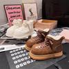 Thick-soled big-head matte snow boots autumn and winter lace-up casual versatile non-slip warm cotton shoes women's velvet