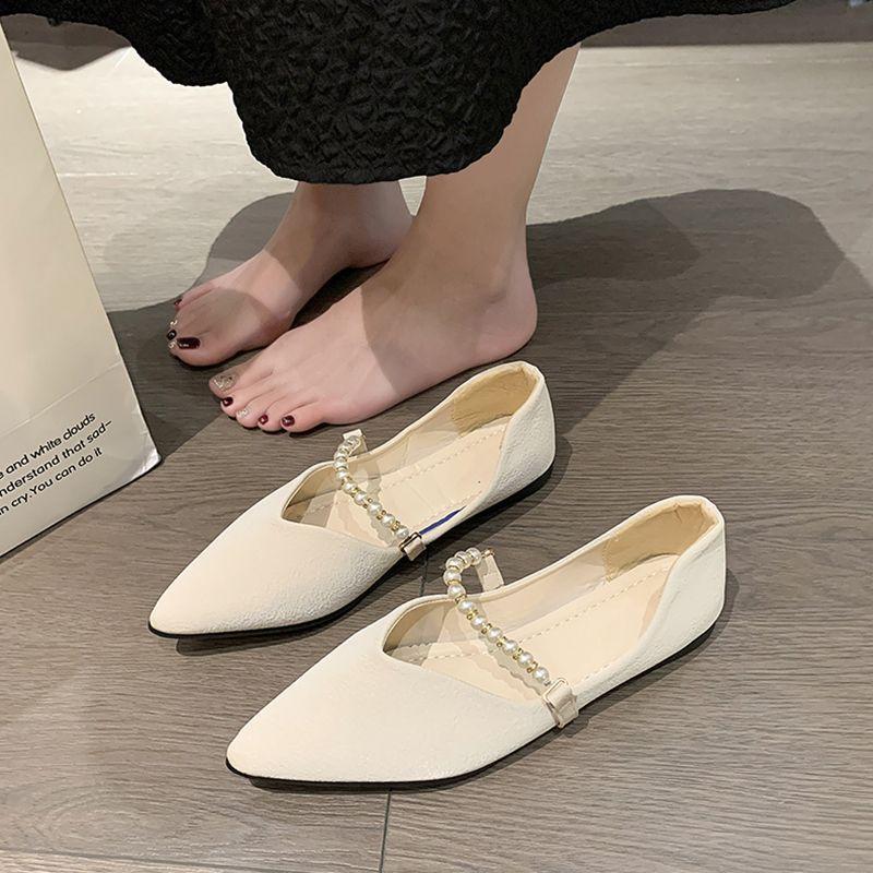 With skirt women's pointed flat shoes Mary Jane shoes spring and autumn new single shoes