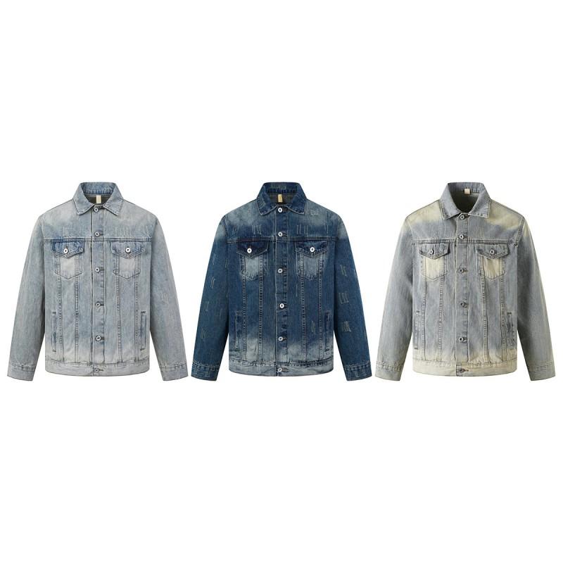 Mens Oversized Washed Denim Jacket Streetwear Loose Fit Vintage Casual Outerwear Fall