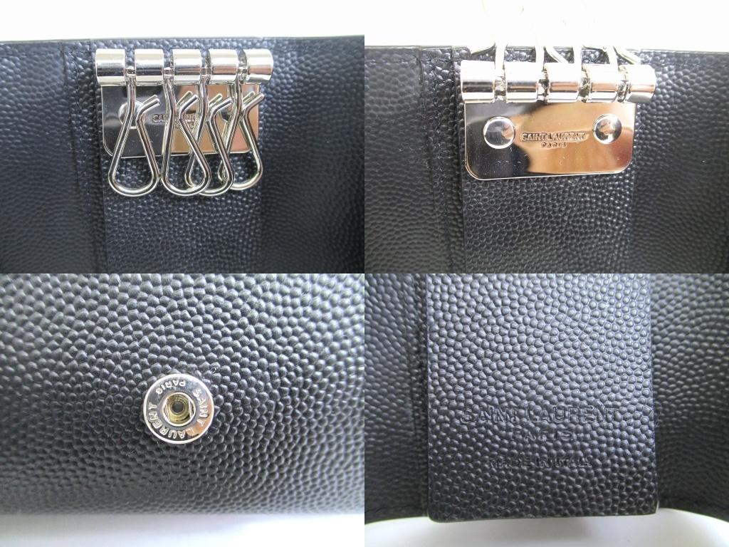 Authentischer Saint Laurent Paris YSL Schwarzes Leder 4 Bilder Schlank Schlüsselanhänger #b064 Vom Verkäufer überholt