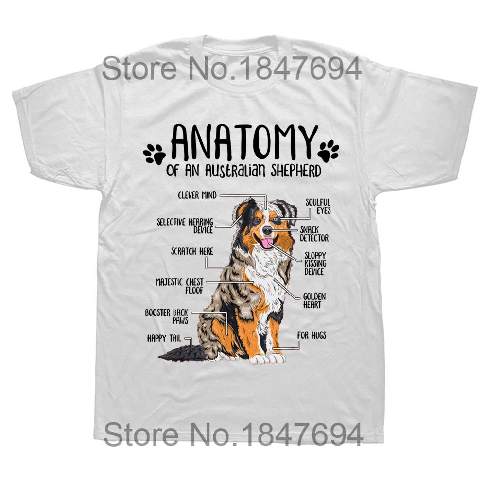 Анатомия Австралийской овчарки Любитель собак Aussie Футболки Хлопок Уличная одежда Короткий рукав Подарки на день рождения Летний стиль Футболка Мужская S
