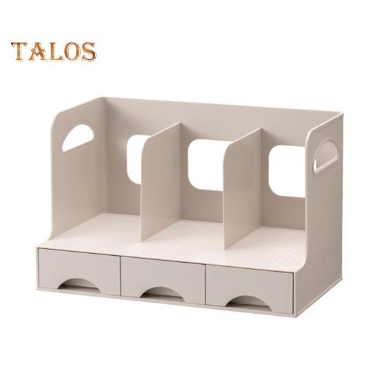 Pen Holder Bookend Large Capacity Desk Organizer with Smooth Drawer Handles Multi-Functional Storage Stationery Organizer